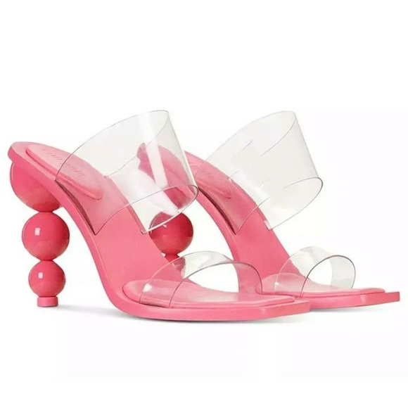 Cult Gaia Women's Vita Vinyl Stacked-Heel Sandals Blossom Size 36 (MSRP $428) - Picture 1 of 10